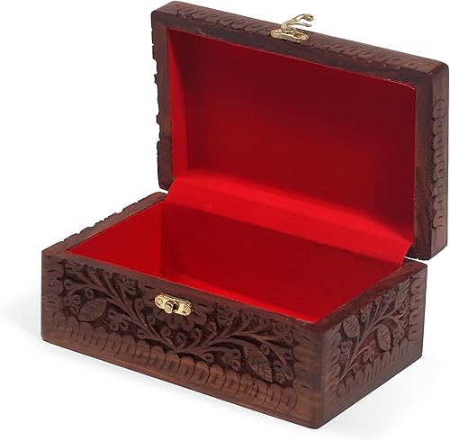 Miniatura 3 de Joyero hecho a mano de palisandro organizador de pecho, caja de almacenamiento de joyas de madera vintage para cubiertas de cartas del tarot,