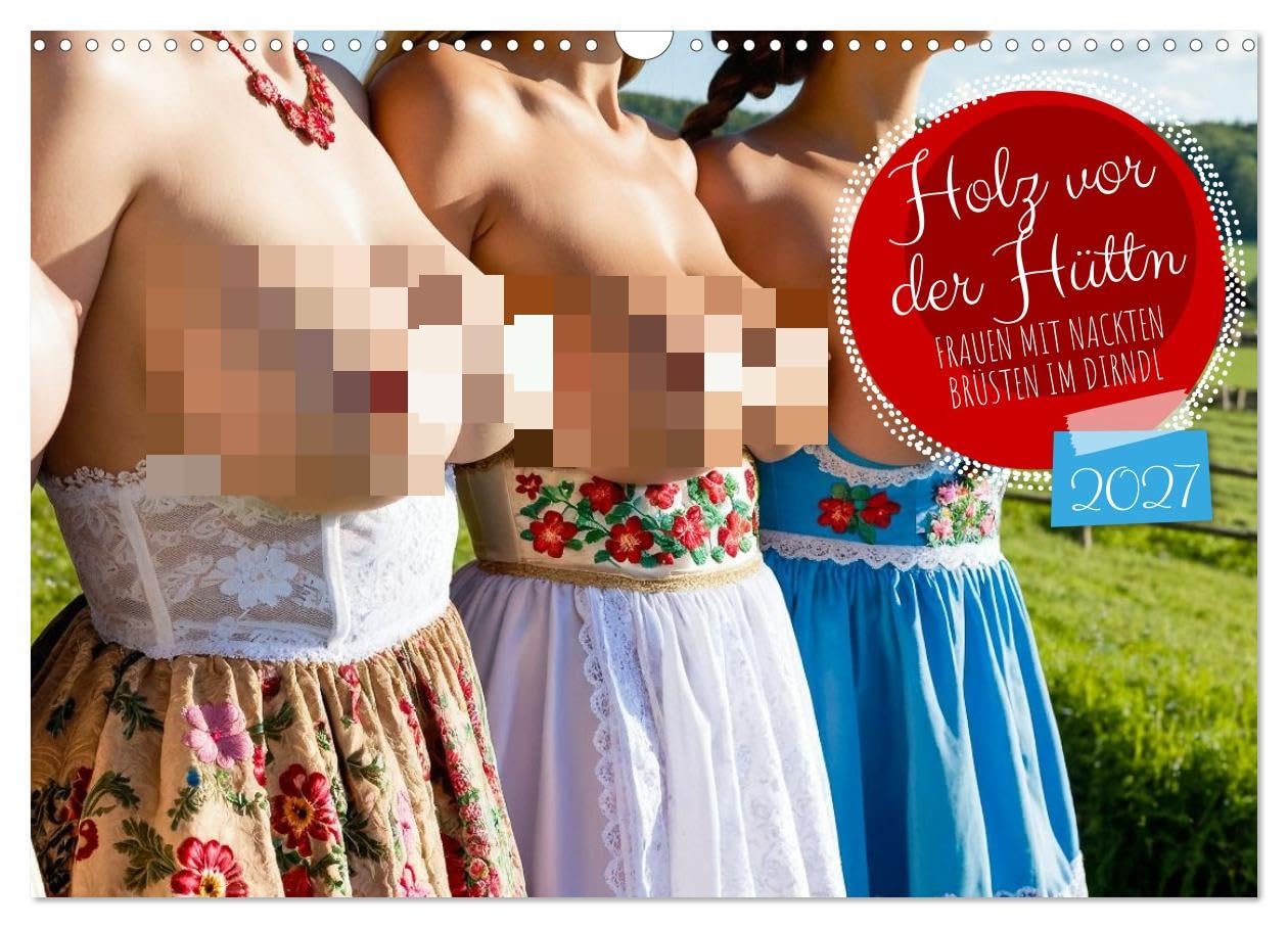 CALVENDO - Holz vor der Hüttn - Frauen mit nackten Brüsten im Dirndl (Wandkalender 2027 DIN A3 quer), Monatskalender: Sexy Frauen aus Bayern zeigen Brüste im Dirndl.