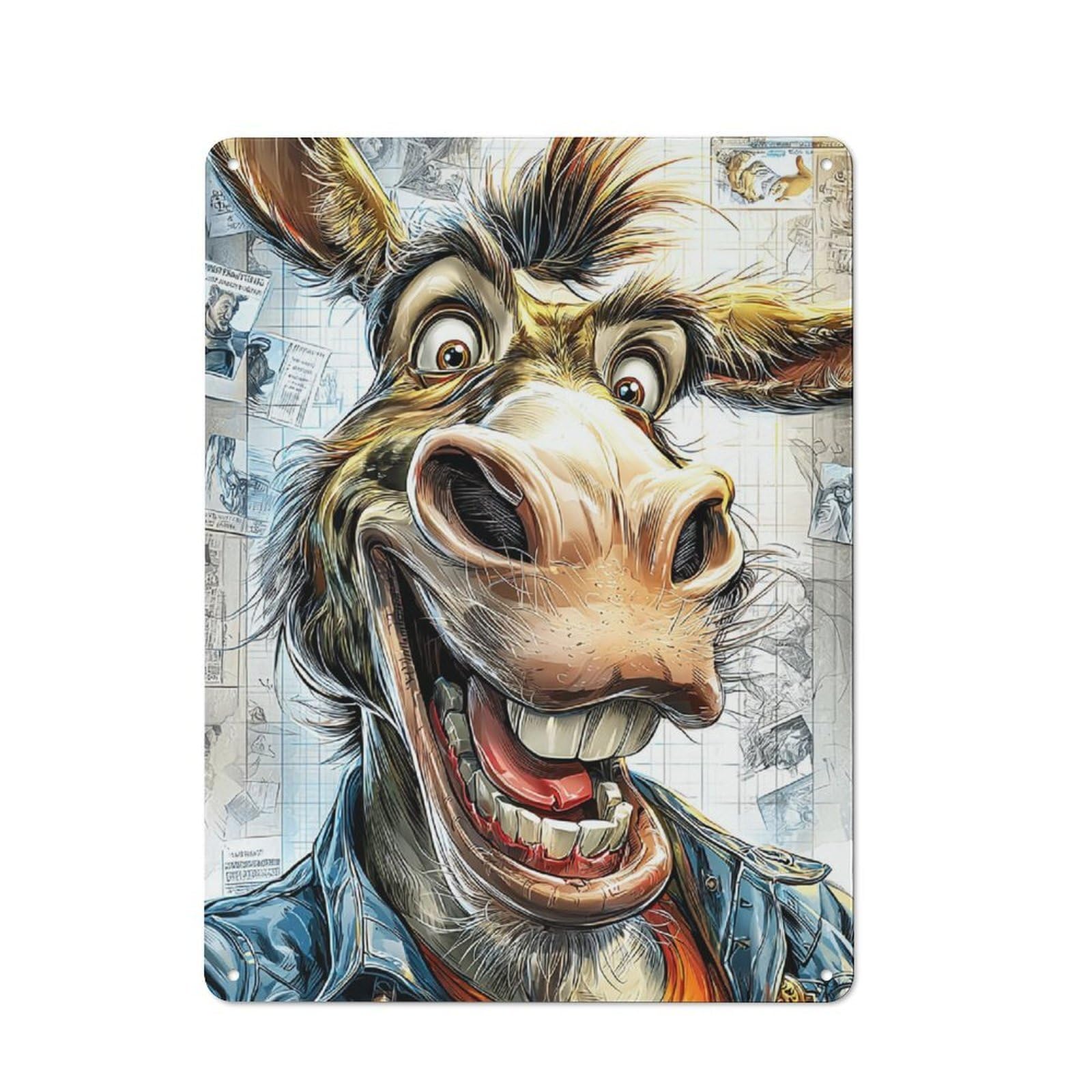 Junmoney Wild Donkey Grin Vintage Tin Sign 40X30cm With For Man Cave Or Games Room, For Games Room Collectors