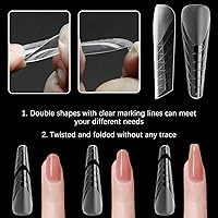 Vista 5 de 120 piezas de formas de uñas dobles, 12 tamaños, extensión media mate, poligel, cubierta completa, moldes de uñas con constructor de escalas, uñas