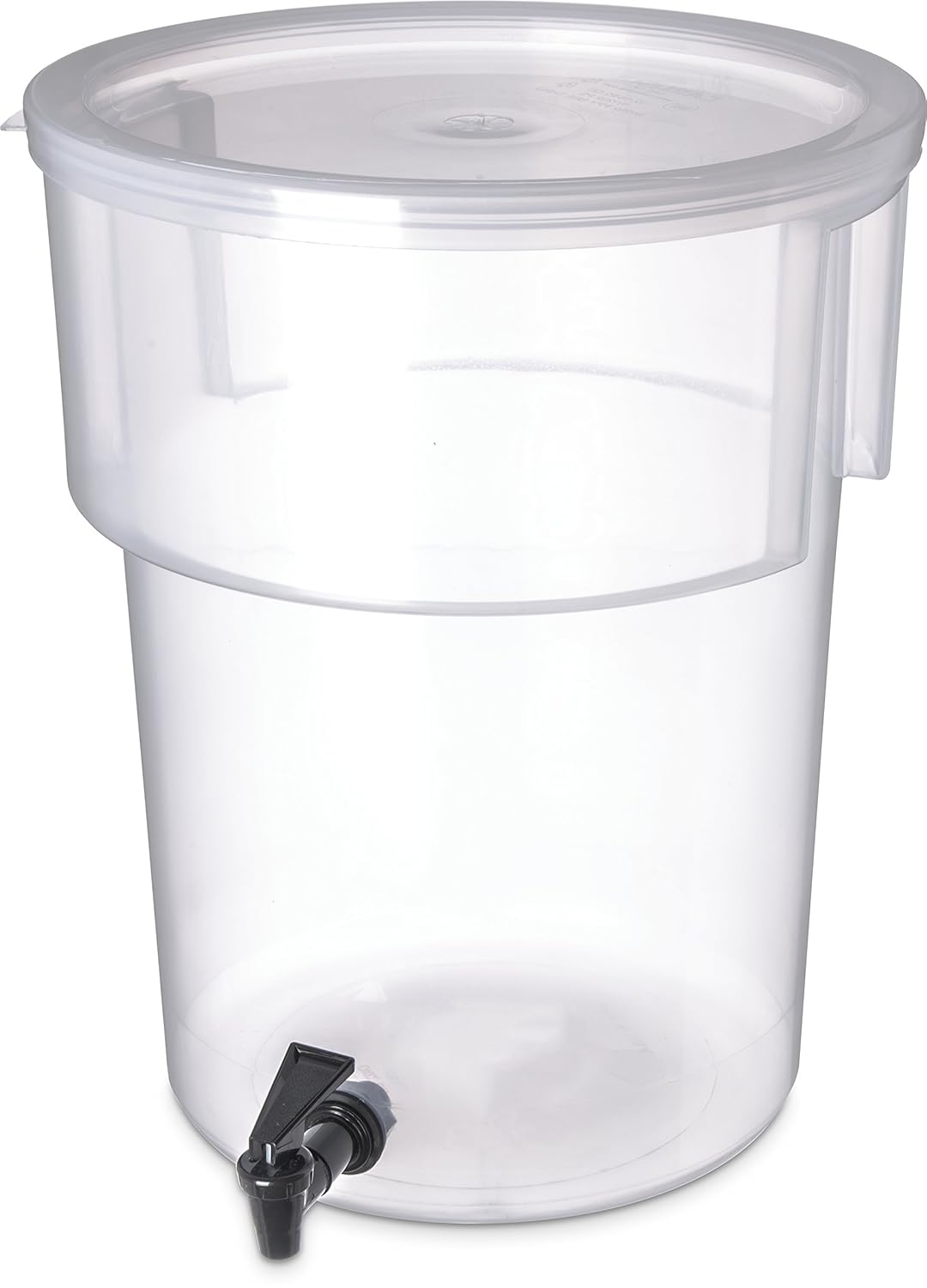 Carlisle FoodService Products Round Beverage Dispenser Drink Dispenser with Spigot for Catering, Plastic, 5 Gallons, Clear