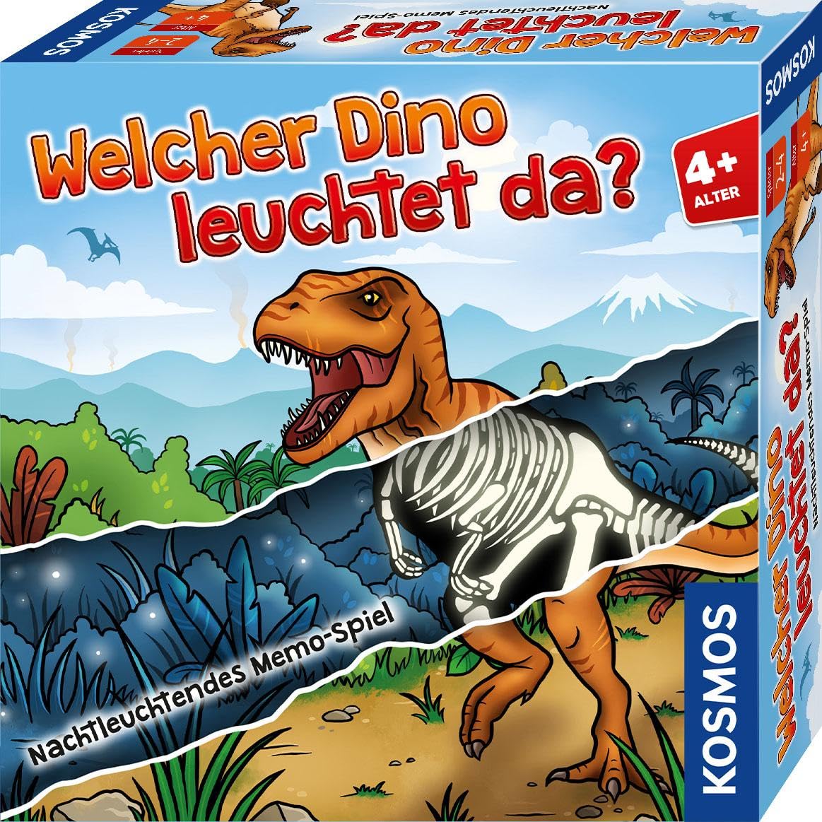 Kosmos 680701 What Dino Lights Up There? Memo Game, Glow in the Dark, Children's Game from 4 Years for 2-4 Players, Birthday Gift, Funny Board Game Not Only for Dinosaur Fans