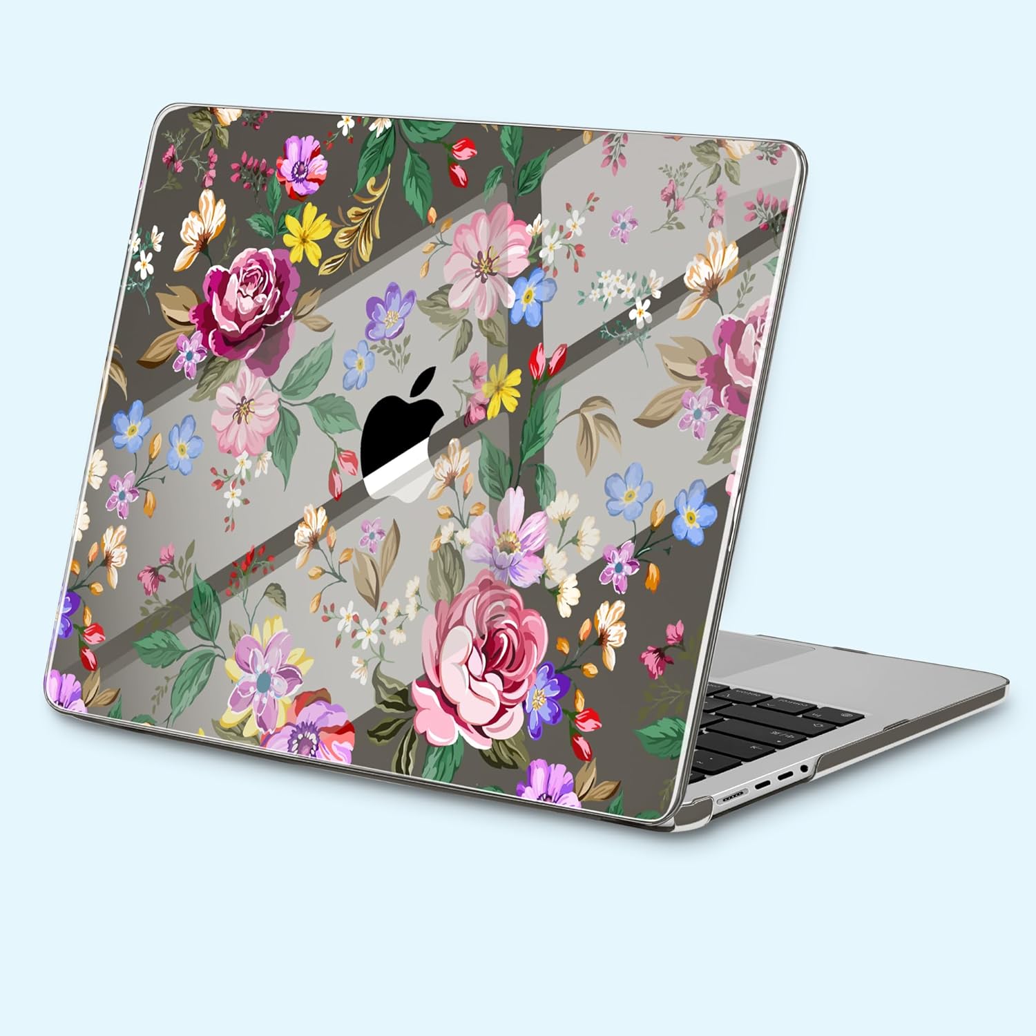 for New MacBook Pro 14 inch Case 2026 2025 M5 2024 M4 2023 Release– Aesthetic Floral Design Clear Laptop Shell 6-in-1 Bundle with TPU Keyboard Cover & OTG Adapters, Bright Flowers