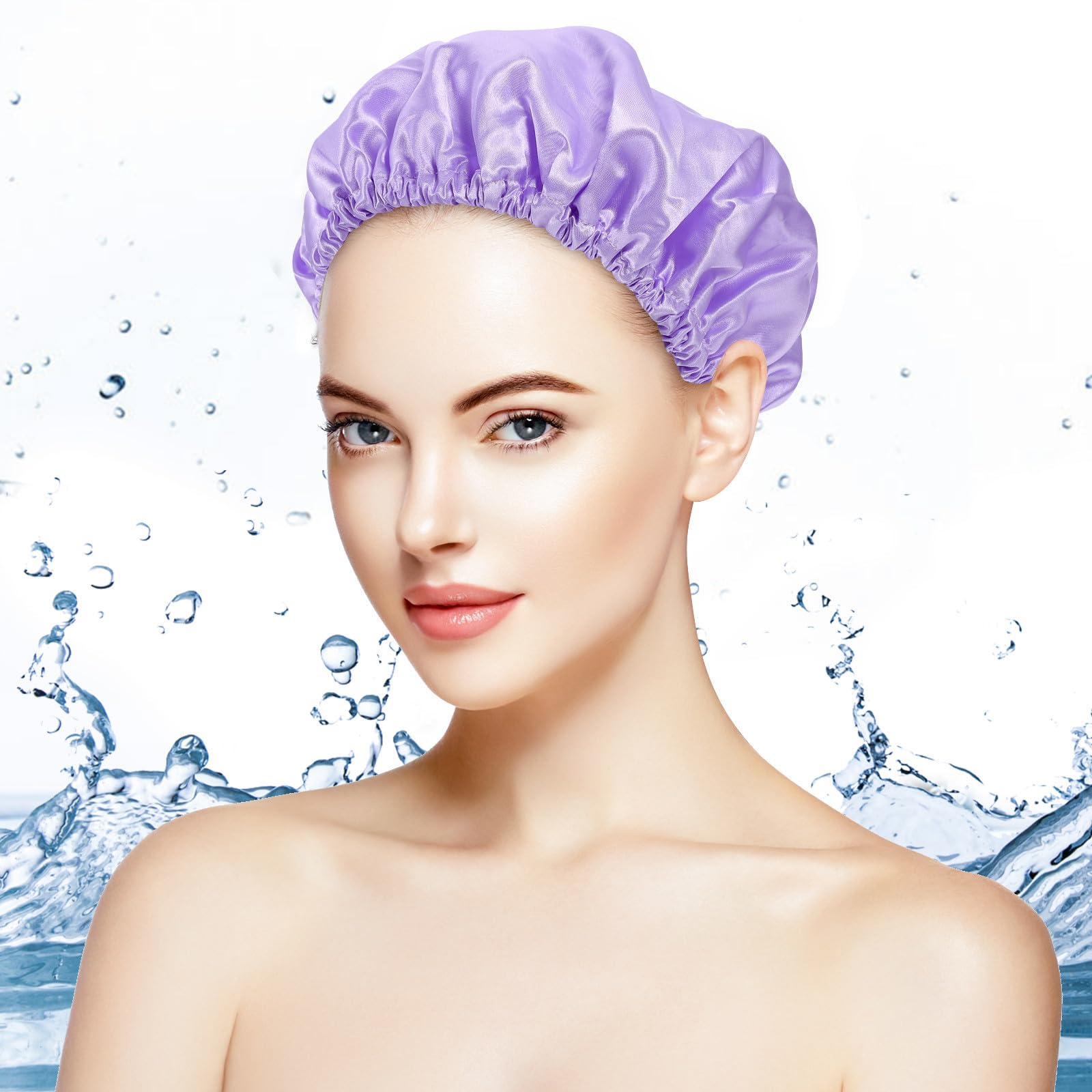 Veemoon 3 piezas Gorro Ducha Doble para Mujer Reutilizables Colores Pastel Protección contra Humedad para Baño y Maquillaje
