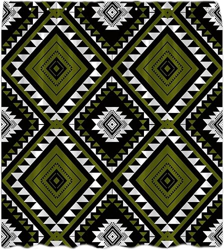 Miniatura 11 de Cortina de ducha azteca, bohemio, negro, blanco, abstracto, tribal, suroeste, navajo, nativo, geométrico, granja, retro, decoración occidental,