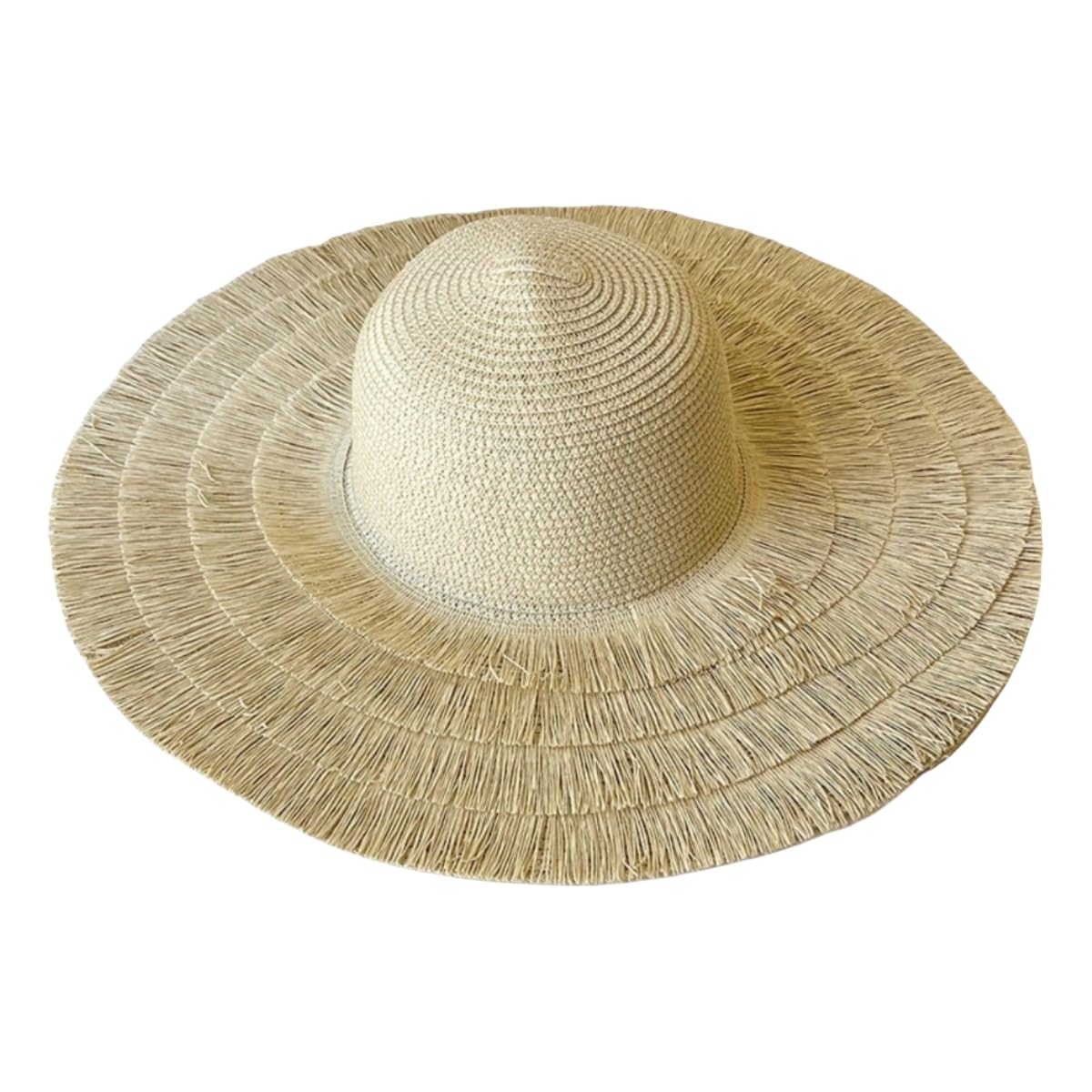 Straw Hat Women's Fashionable Wide-Brimmed Hat, składany Casual Panama Sun Protection Fisherman Hat-beżowy