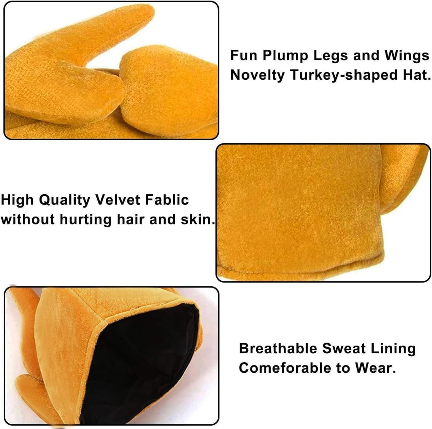 GBD 3 Pack Roasted Thanksgiving Turkey Hats for Mens Women, Turkey Costume Funny Hat for Holiday Party Favors Party Supplies