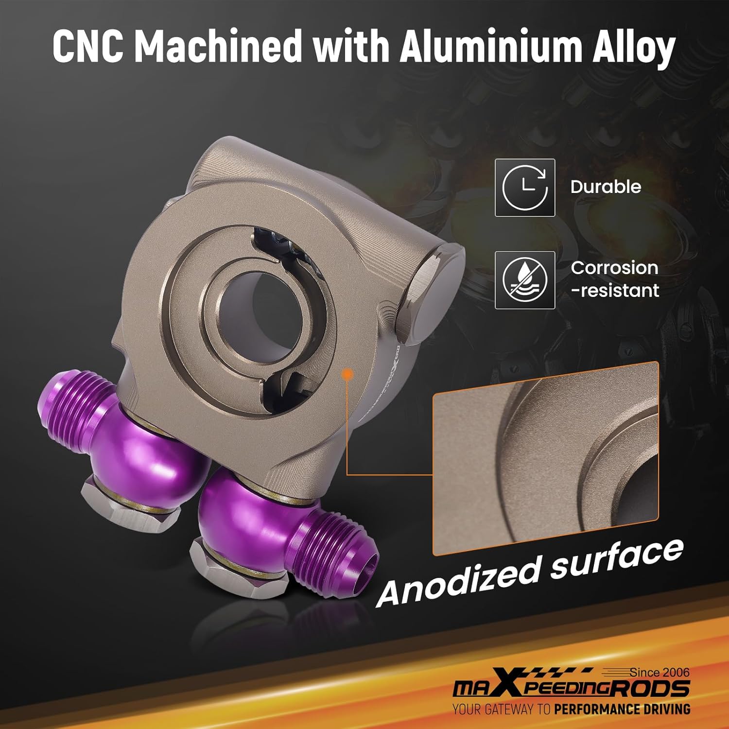 maXpeedingrods Oil Cooler Filter Sandwich Adapter, 360° Rotatable Thermostat Adapter Fit for M20 x 1.5 and 3/4-16 UNF Threading Blocks and Oil Filters