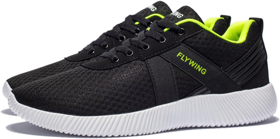 Men's Mesh Running Shoes Lightweight Athletic Shoes Breathable Leisure Sports Shoes (13 D(M) US / 47 M EU, Black/Green)