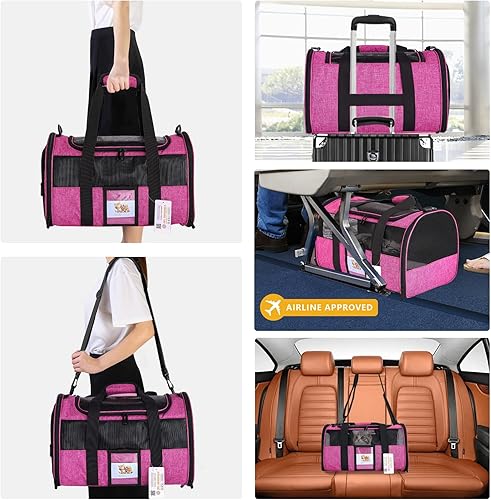 Miniatura 6 de Transportador de mascotas aprobado por aerolíneas para perros pequeños, gatos, gatitos de menos de 15 libras, plegable y suave, transportador de