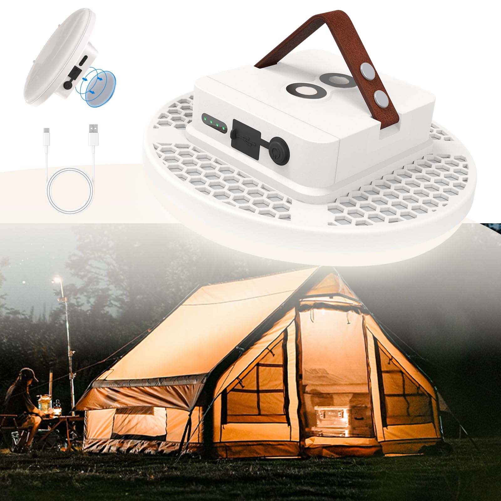 Linterna recargable ultra brillante LED linterna de camping con imán, impermeable ligera luz portátil de tienda para acampar uso de emergencia