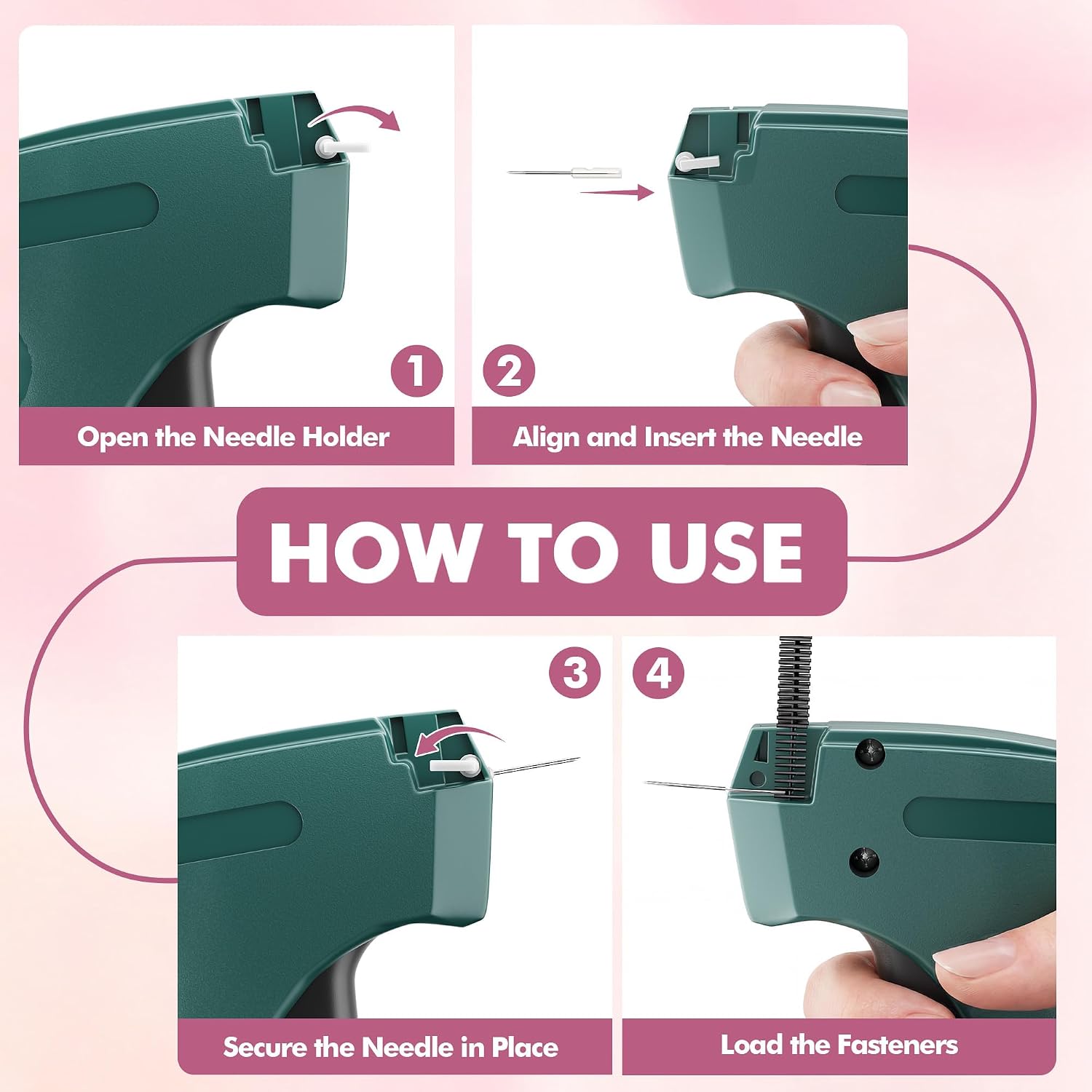 Stitch Gun for Clothes, Tagging Gun, Quick Clothing Fixer, Green image 5