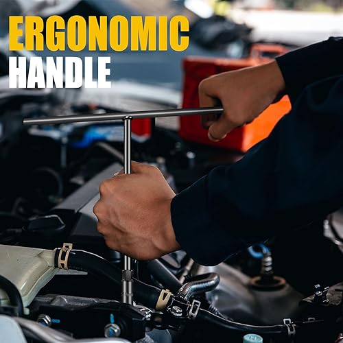 Miniatura 7 de Juego de llaves de vaso métricas con mango en T de 6 puntos (0.315 in, 0.394 in, 0.472 in) Cr-V de acero hexagonal para reparación de motocicletas y