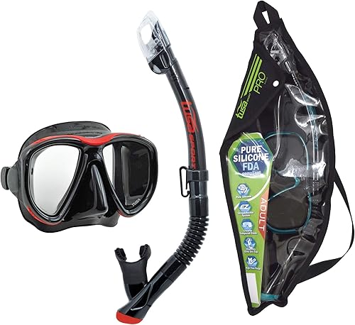 TUSA Combo de máscara deportiva Powerview y snorkel seco para adultos