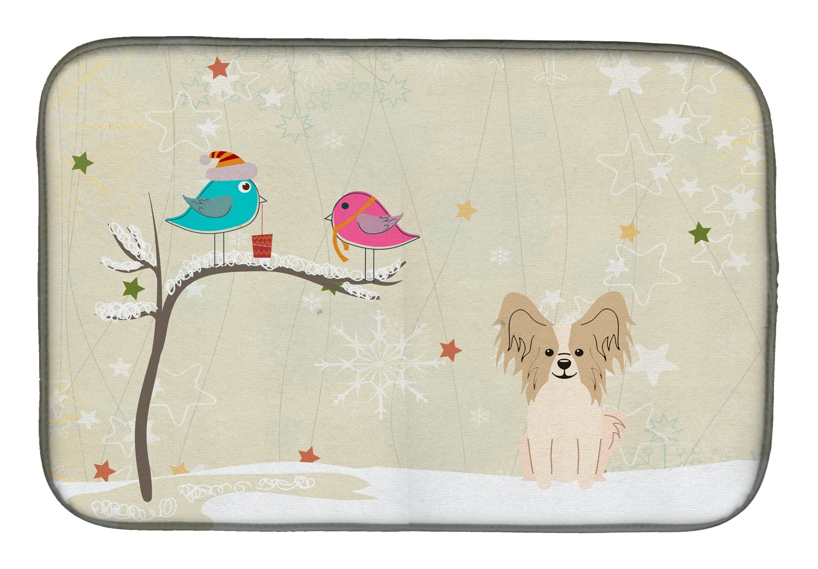 Tapis d'égouttoir ultra absorbant microfibre motif papillon blanc 35x53cm pour cuisine