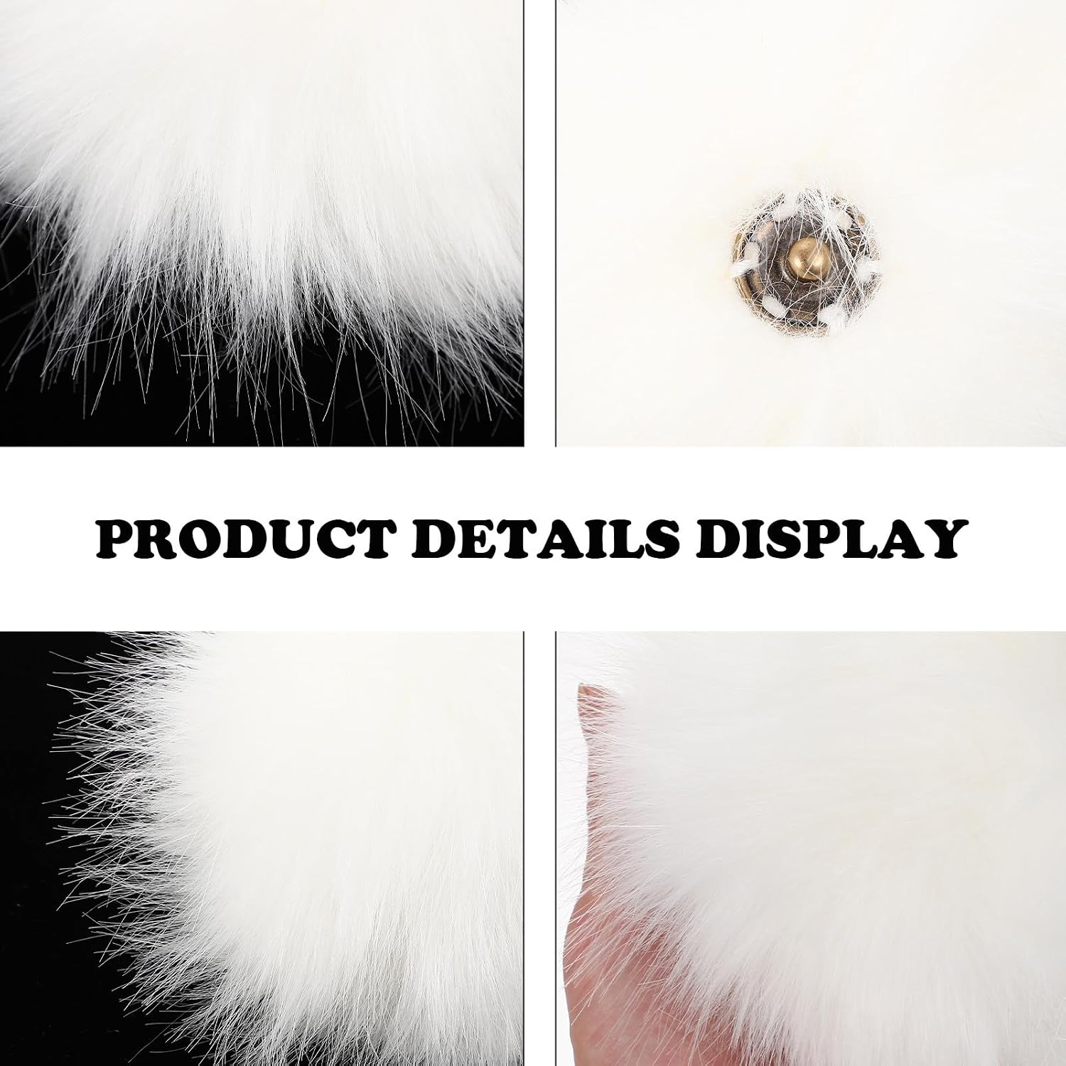 ABOOFAN 8 Pieces White Artificial Fur Pom Poms with Snap Button, 15cm Faux Fox Hairballs for Clothing Accessories, DIY Hat and Shoe Decorative Craft Supplies for Fashion Embellishment