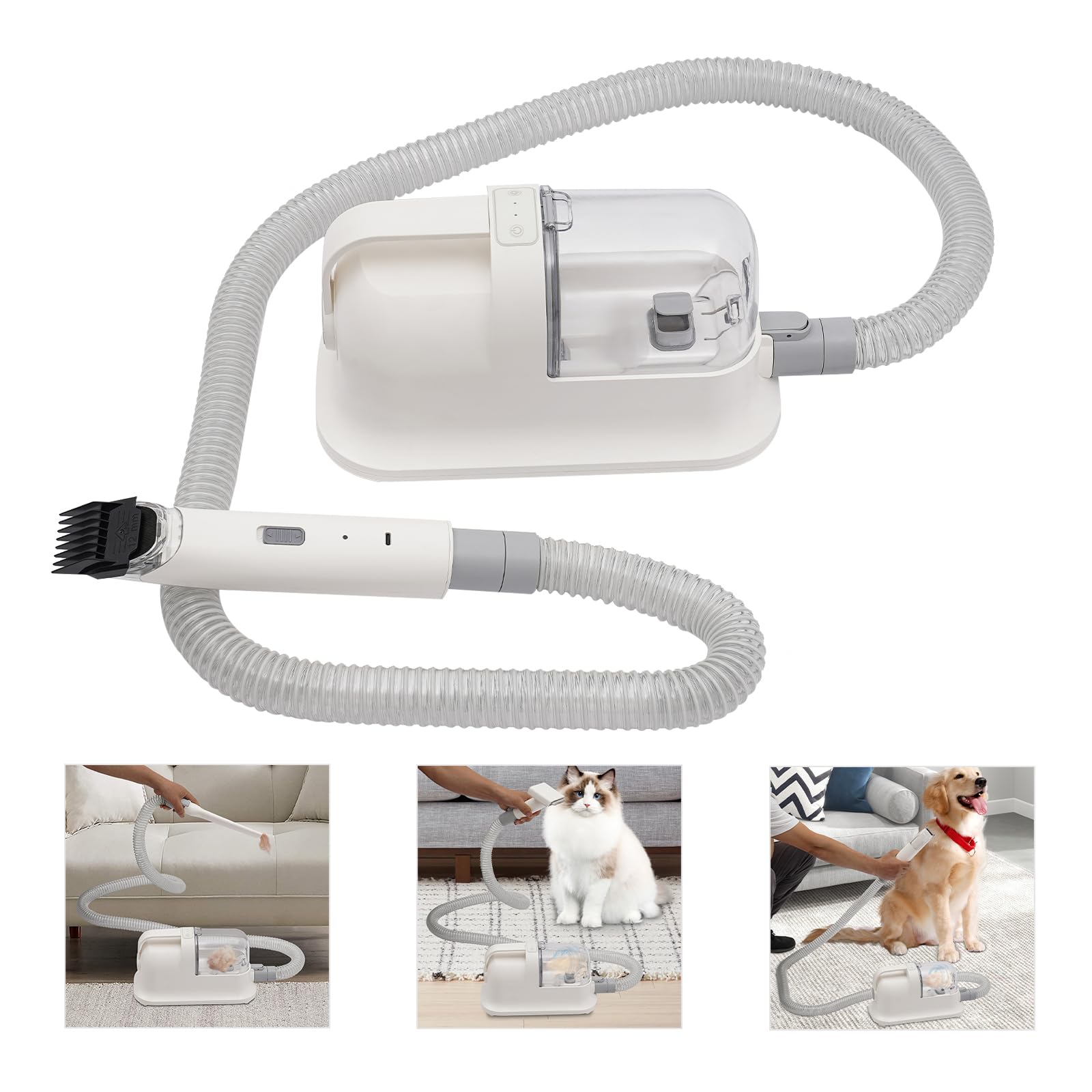 3-in-1-Pet Haarschneider – Rasieren | Kämmen & Saugen – 11800 Pa – Leise <52dB – Ideal für Hunde & Katzen