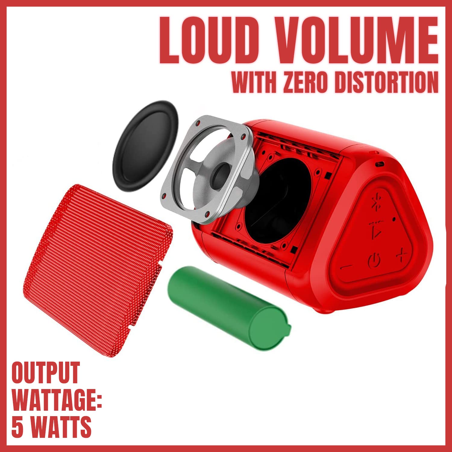 OontZ Angle Solo - Bluetooth Portable Speaker, Compact Size, Surprisingly Loud Volume & Bass, 100 Foot Wireless Range, IPX5, Perfect Travel Speaker, Bluetooth Speakers by Cambridge Sound Works (Red) 2