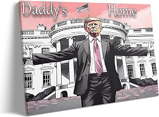 Sunwes Donald J. Trump Canvas Wall Art, Daddy’s Home Funny Patriotic Presidential Print, Bold Leadership Political Artwork, White House Historical Oil Painting for Home & Office Decor 24x30inch