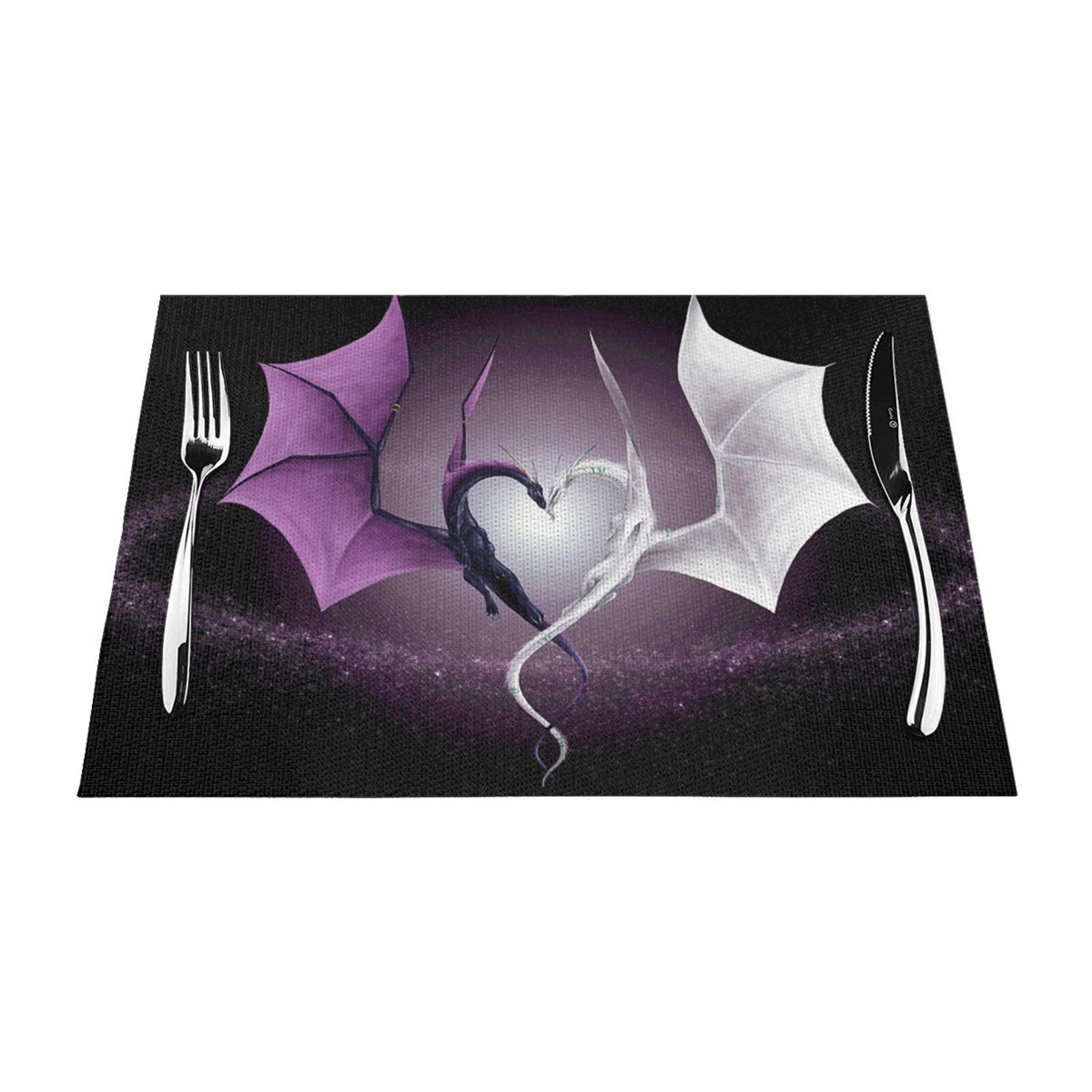 Sets de table antidérapants PVC dragon violet tapis de cuisine résistant chaleur