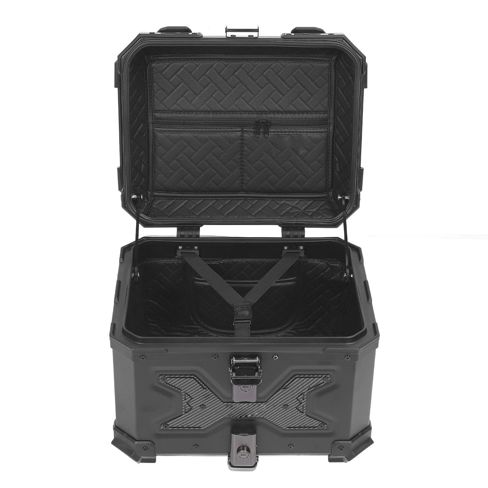 Focket Top Case de Moto, Coffre de Moto en Alliage d'aluminium 45 L, Sac à Bagages de avec Verrouillage de sécurité à 2 Clés et Base à Dégagement Rapide pour Le Rangement du Casque et du Matériel