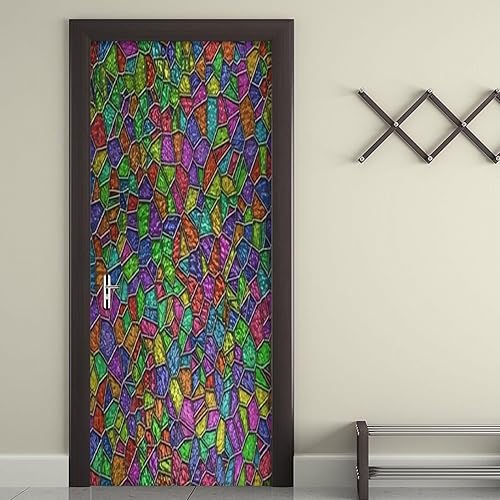 Adhesivo autoadhesivo para puerta, vitral, textura sin costuras para ventana, murales de PVC para puerta, impermeables, extraíbles para decoración