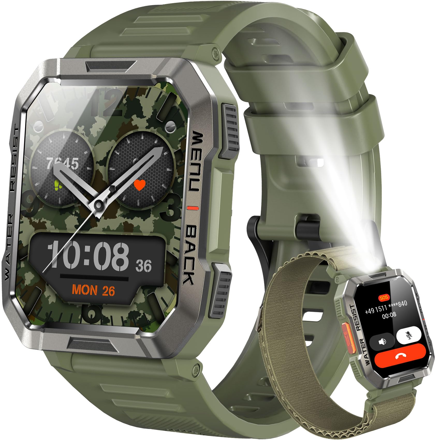 Blackview Smartwatch Uomo, Smartwatch Militare Uomo Fitness con Chiamate Bluetooth,2.01" Orologio Intelligente 112+ Modalità Sportive/900 mAh/Sonno/Cardiofrequenzimetro/Torcia/Bussola per Android IOS