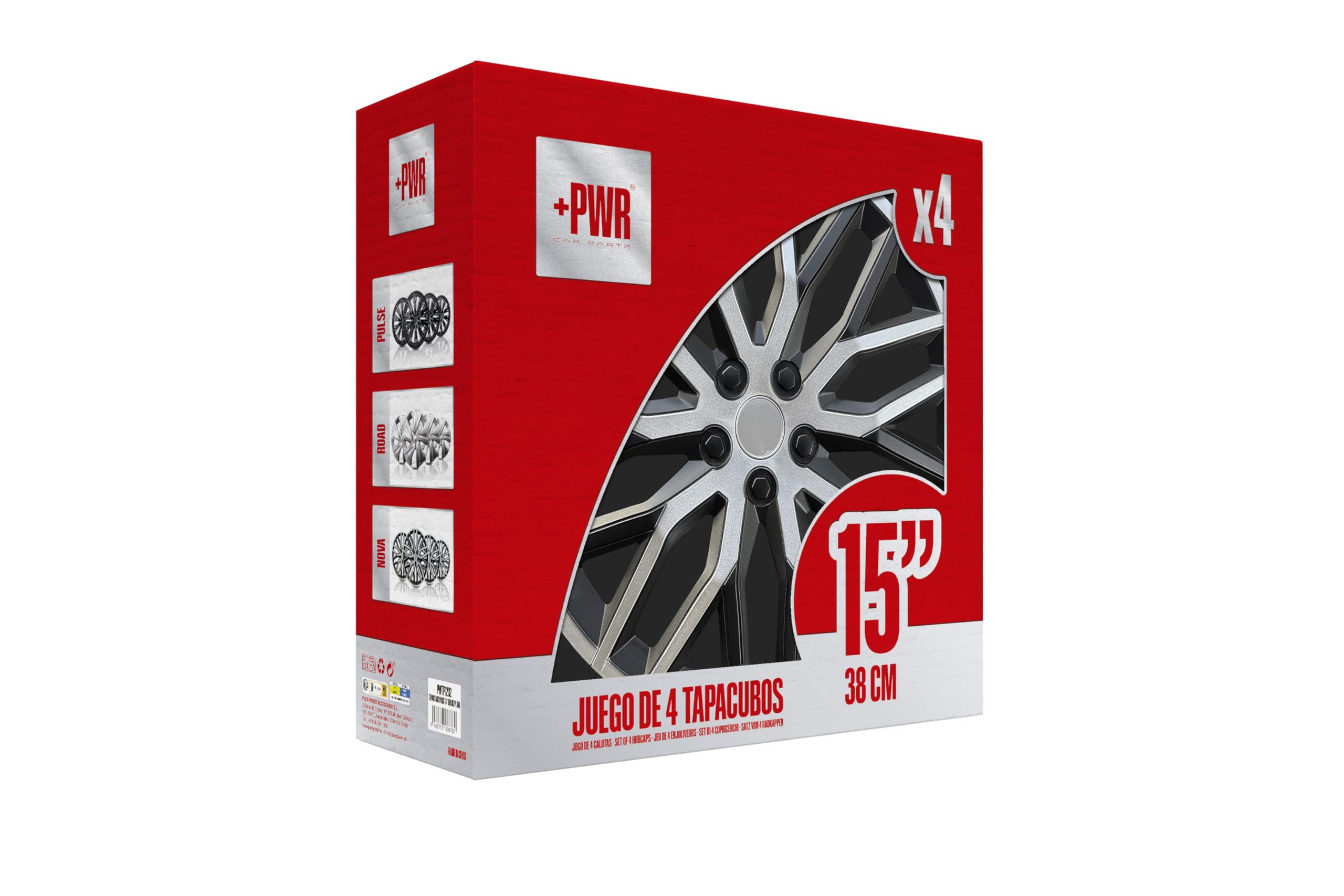 Enjoliveurs 15" Nova Noir/Argent, Lot de 4 pièces, universels, ABS Haute résistance, Fixation par Pression, Design Moderne et Ventilation optimisée - 5