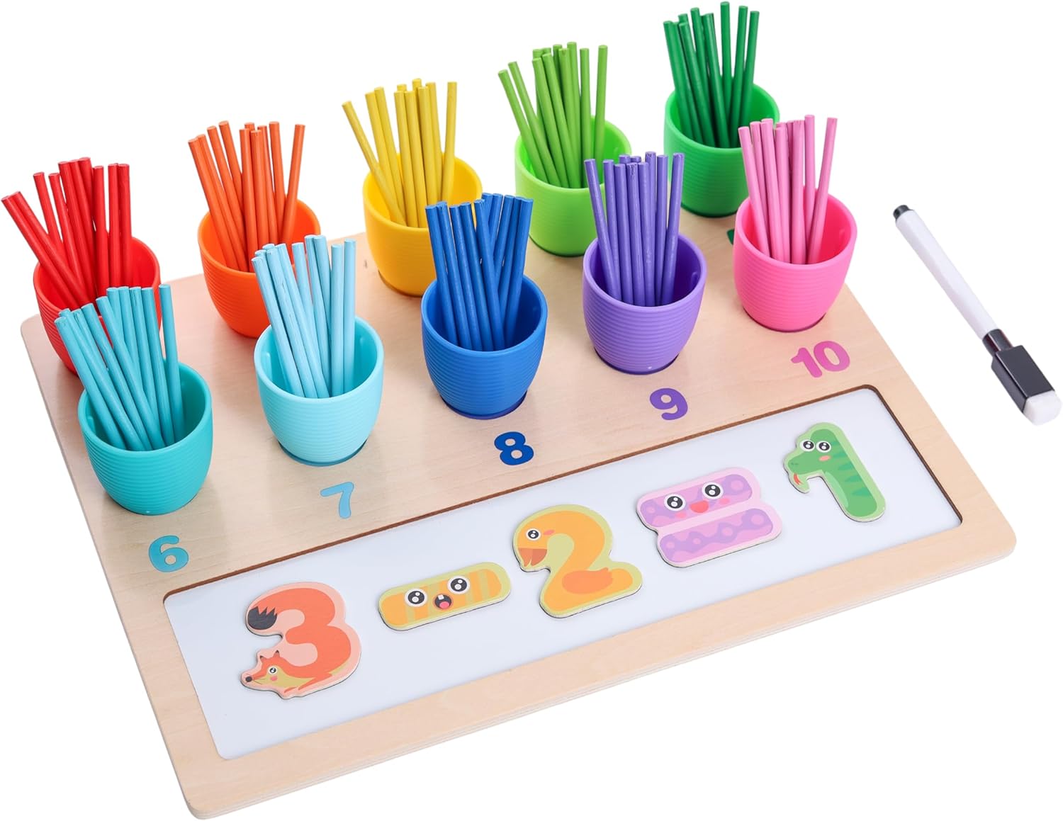 Counting Color Number Blocks for Kids - Educational Toy for Learning Numbers and Colors, Montessori Style, Safe Wooden Building Blocks, Early Childhood Development, Fun Learning Activity.