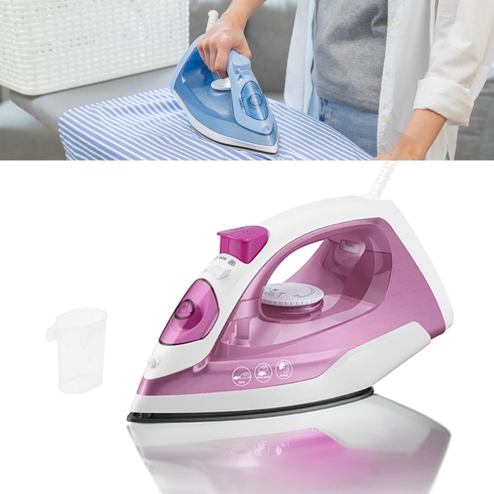 Qcwwy Ręczne żelazko Parowe, Przenośne Mini, 1000W, do Użytku Domowego i