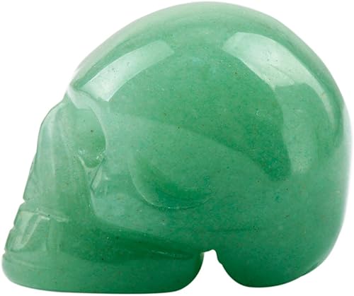 Miniatura 4 de Rockcloud Estatua de calavera humana de Reiki de cristal curativo, esculturas de aventurina verde, 1 pulgada
