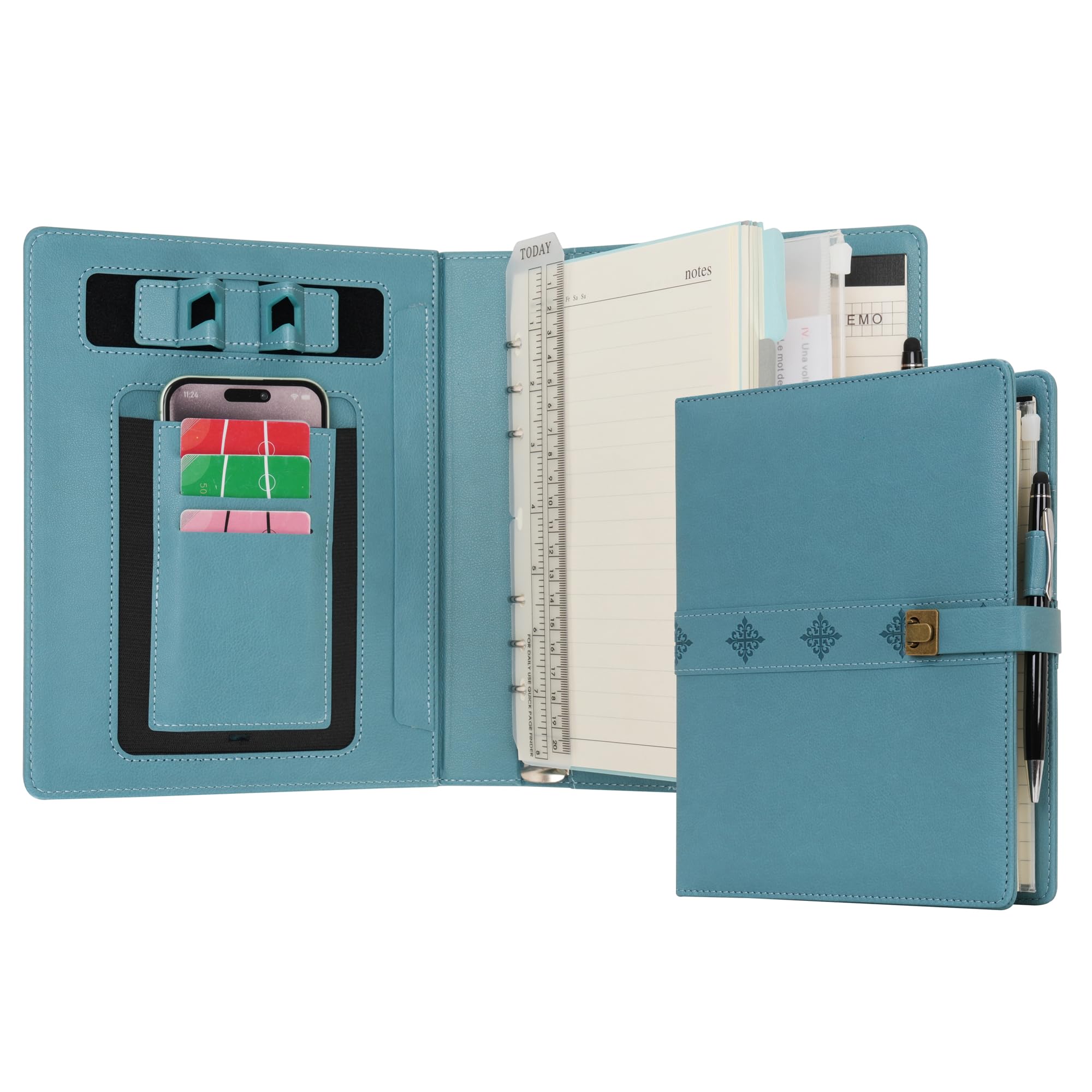 WASON A5 Journal Binder PU Leather Composition Notebook Ruled Spiral Diary Portfolio with Pen, Refillable Paper, Removable Clipboard, Notepad for