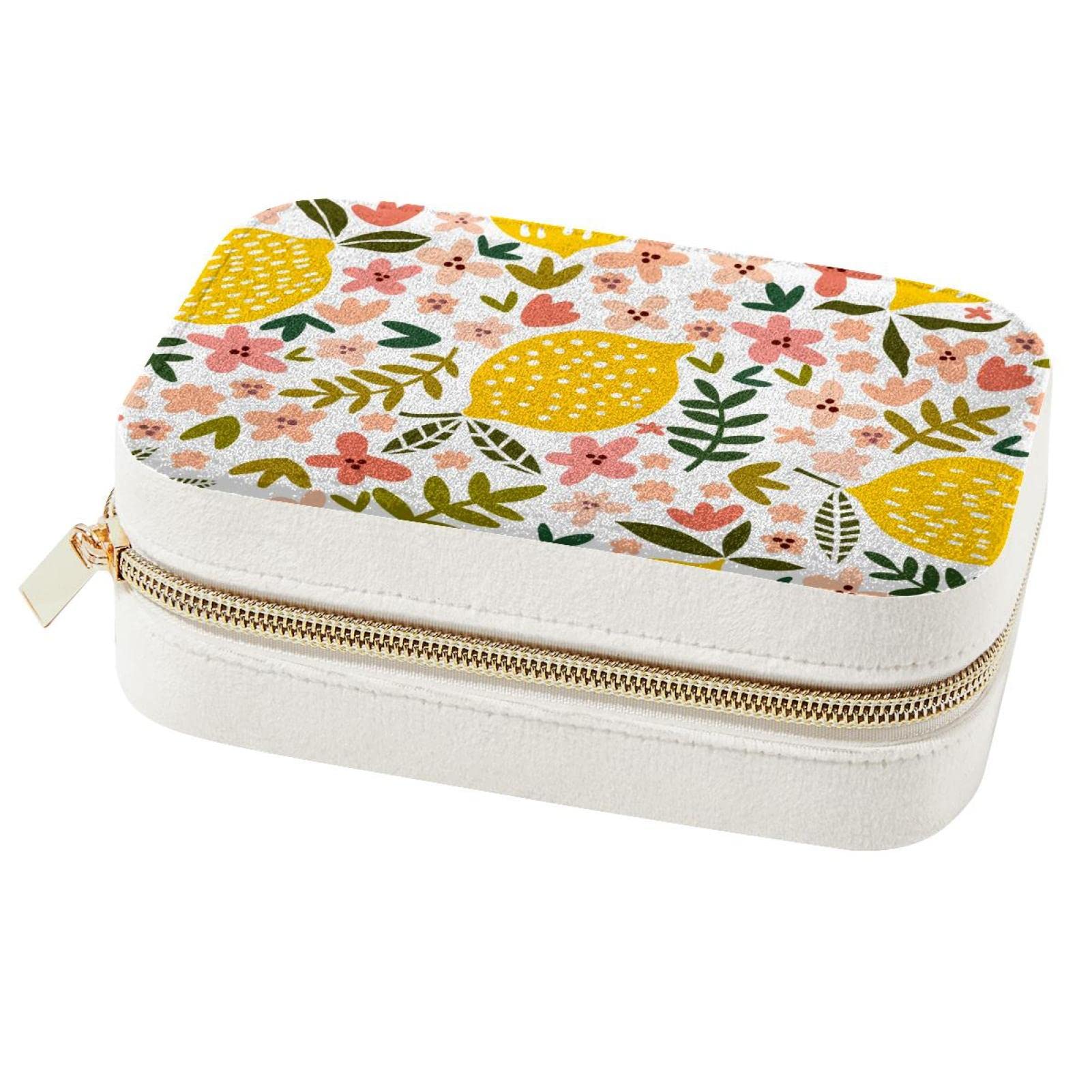 Boîte à bijoux de voyage portable fleurie pour boucles d'oreilles et bagues de fille