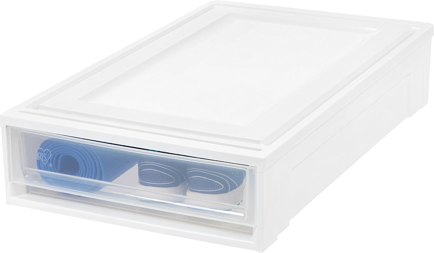 BC-UB Under Bed Box Chest Drawer, White, 2 Pack, 27 Quart