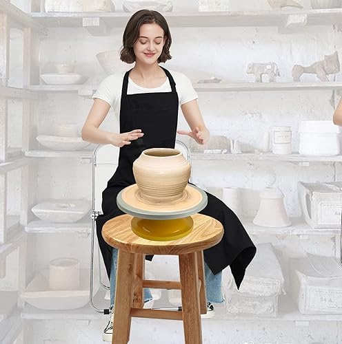 Miniatura 3 de Delantal de cerámica con pierna dividida, largo para artista, con 3 bolsillos, delantales de cerámica de arcilla para mujeres y hombres