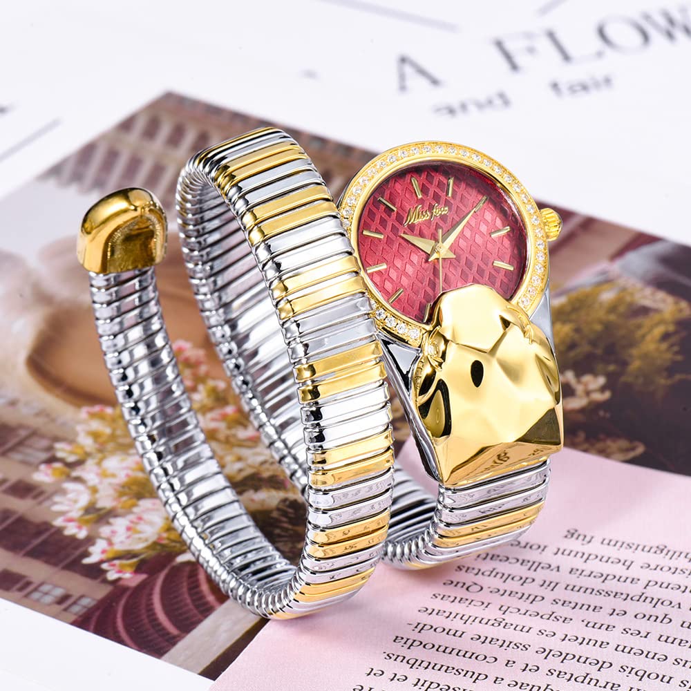 Fashion Trend - Orologio da polso da donna, al quarzo, con serpente intarsiato con diamanti, elegante bracciale a serpentina, orologi da donna, idea regalo