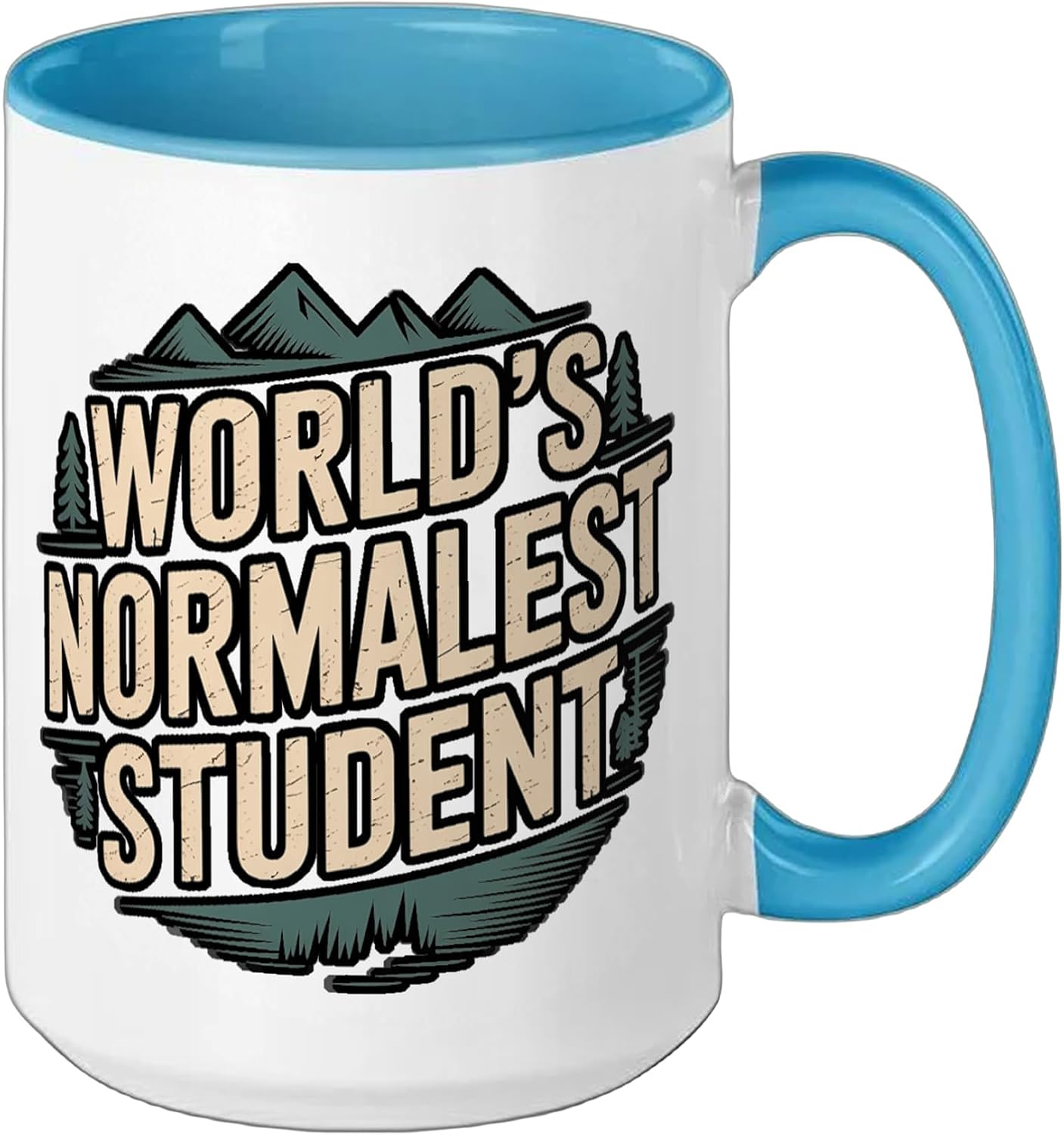 World's Normalest Student Average Academic Humor |- Ceramic Mug, Blue/White, 15oz image 2