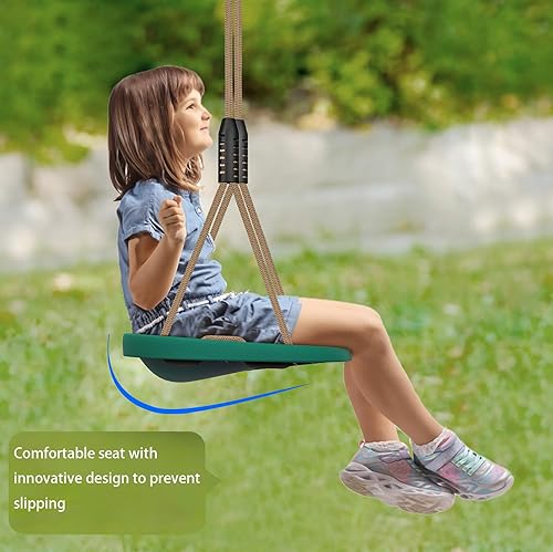 Miniatura 4 de BeneLabel Asiento de columpio resistente con cuerda ajustable y mosquetones, asiento de columpio antideslizante estilo cojín para niños y adultos