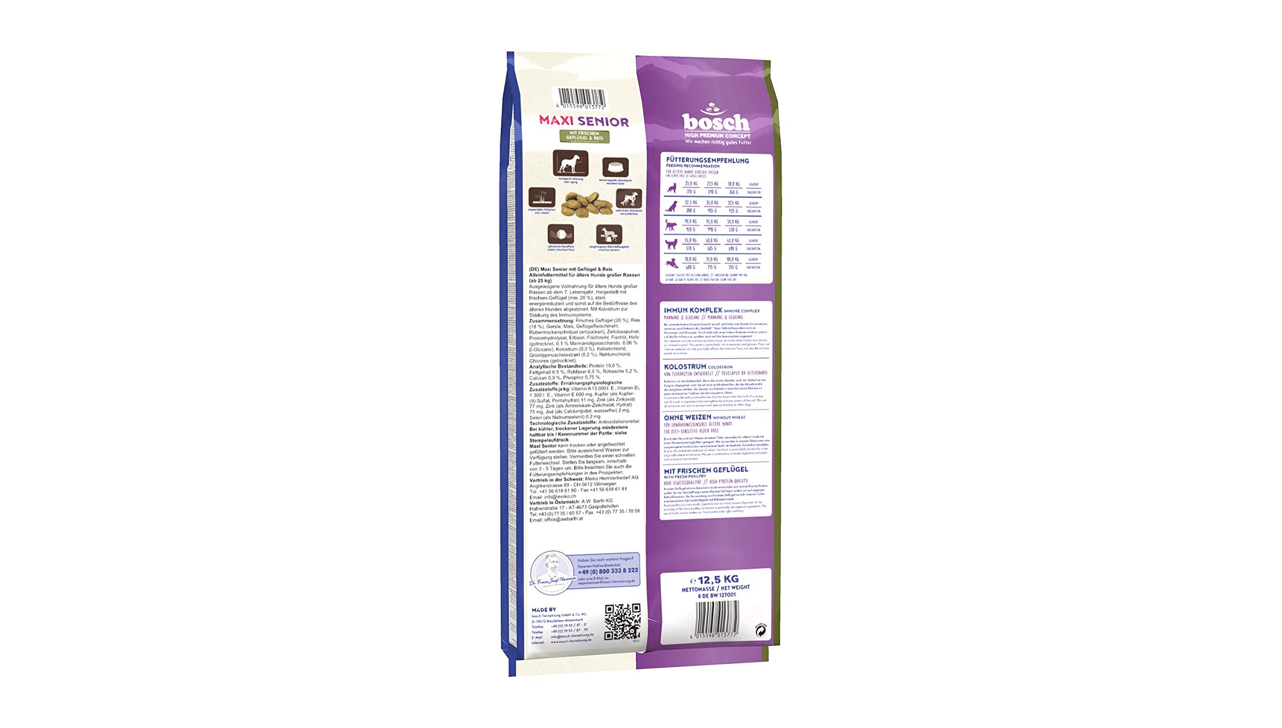 bosch HPC Maxi Senior con ave fresca y arroz | Alimento seco para perros mayores de razas grandes (a partir de 25 kg) | 1 x 12,5 kg