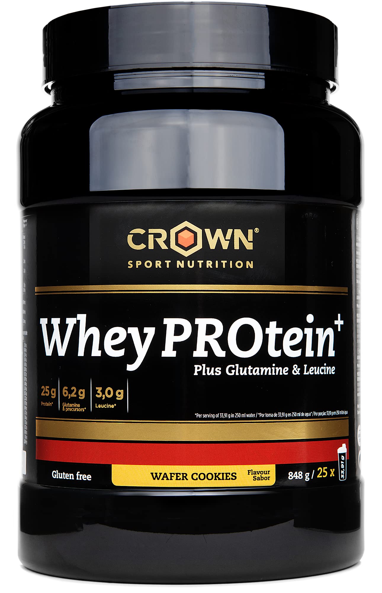 Crown Sport Nutrition Whey PROtein+ | Proteína de Suero de Leche (WPC) con 25 g de proteína + 3 g de Leucina y Glutamina | Alta solubilidad, sabor premium | Certificado antidoping Informed-​Sport