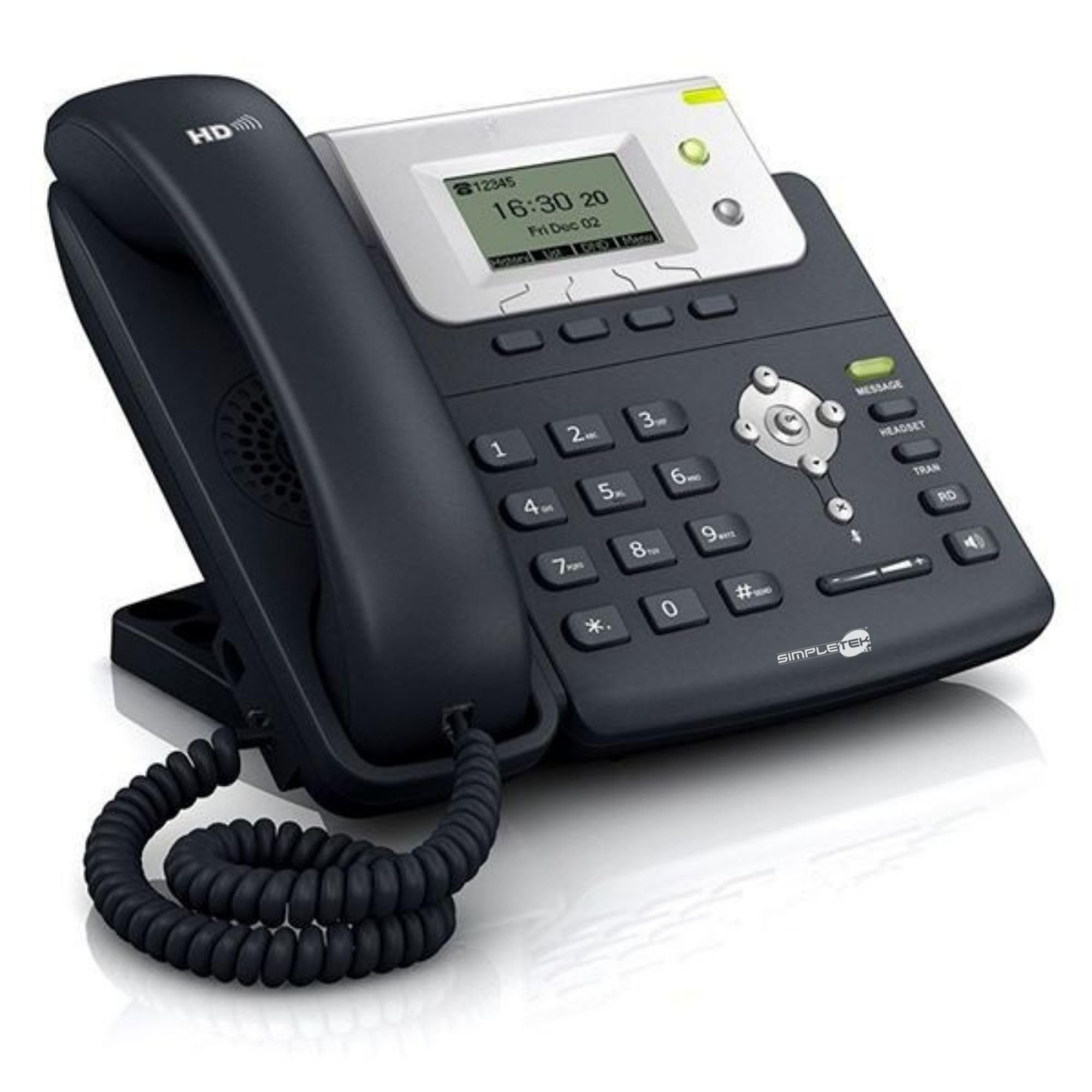 SIMPLETEK - Profesjonalny telefon IP PoE | 2 x konto SIP | HD Audio | podświetlany wyświetlacz | zasilacz w zestawie (odnowiony)