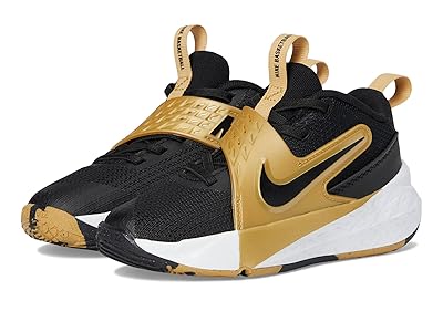 Nike Kids Team Hustle D 12 (Little Kid) Kids Shoes Black/Black/Metallic Gold/White : 1 Little Kid M, Textile
