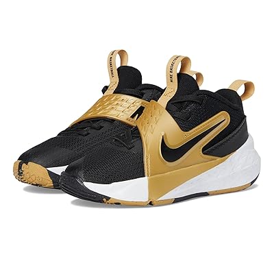 Nike Kids Team Hustle D 12 (Little Kid) Kids Shoes Black/Black/Metallic Gold/White