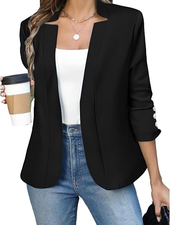Y2K Long Sleeve Blazers for Women Open Front Cardigan Suit Jacket Business Work Office Sweatshirt Coats Plus Size