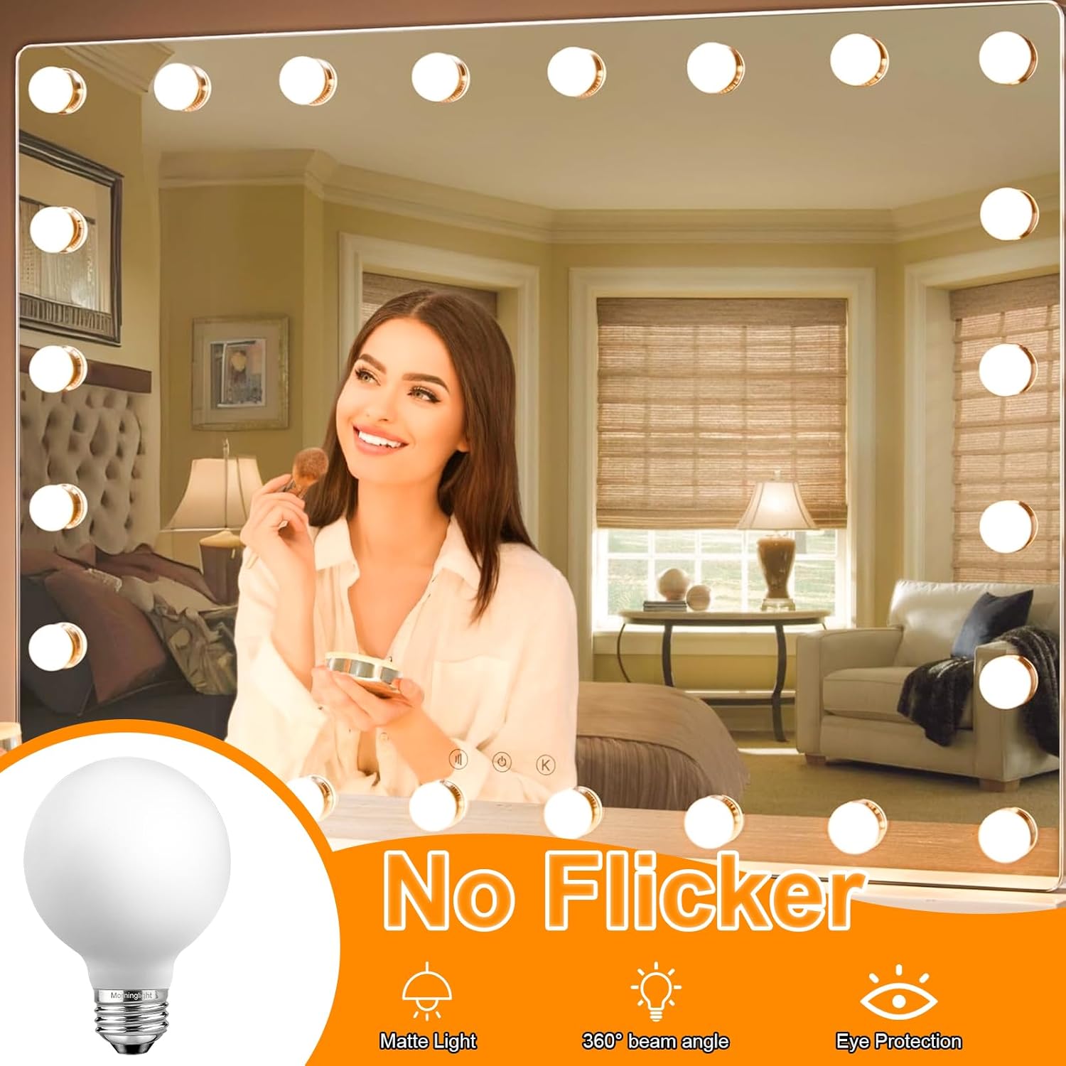 MorningLight 4 Pack G25/G80 Dimmable Globe LED Light Bulbs 60W, E26 LED Bulb 60 Watt Soft White 3000K, 5W Vintage LED Edison Bulb, E26 Matt White Light Bulbs for Vanity Light/Bathroom, 500LM