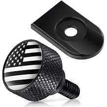 Amazicha Stainless Steel Seat Bolt American Flag Tab Screw Mount Knob Cover Compatible for Harley Davidson Sportster Softail Touring Dyna 1996-2026 Black
