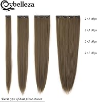Cybelleza 8 részes csatos hajhosszabbítás - 60 cm egyenes műhaj, aranybarna színben - Természetes hatású dúsítás nőknek 5