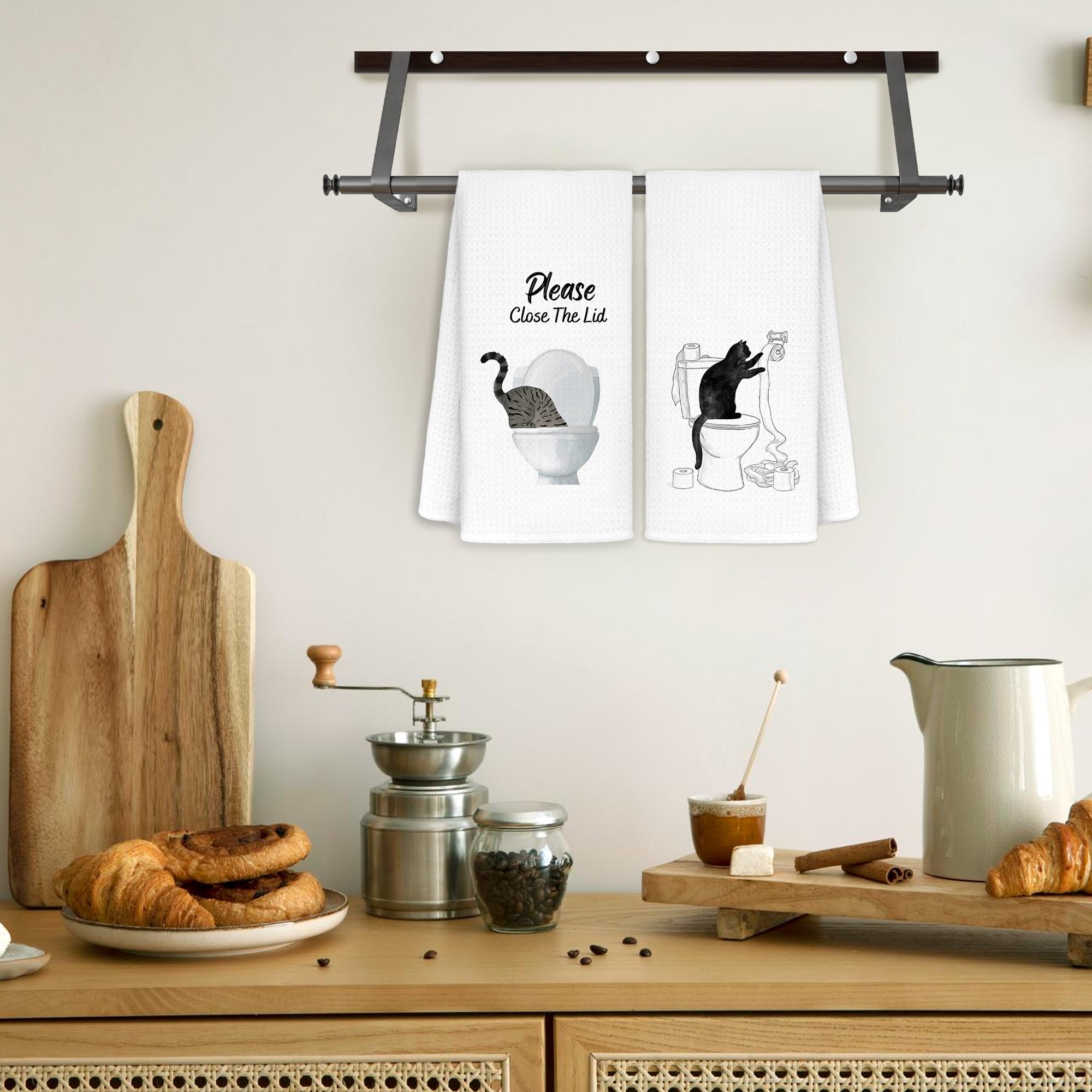 Jvpke Divertida toalla de mano de gato para baño, decoración de gato negro, regalos para amantes de los gatos, toallas de gato para amantes de los gatos, decoración de baño de gatos, regalos de gato