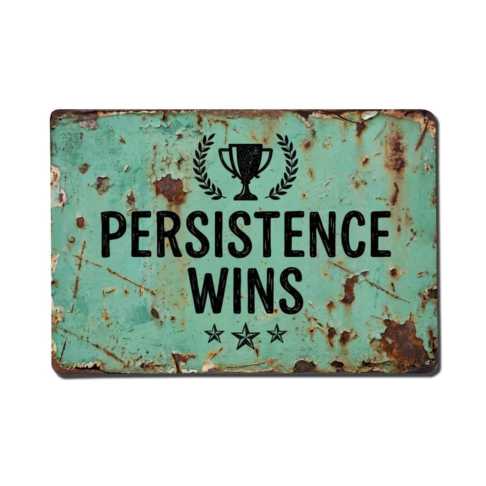 Cmhok Vintage Style Persistence Wins Achievement Retro Motivational Slogans Metal Tin Sign Wall Decor For Cafe, Club, Garden Metal Poster 8X12inch