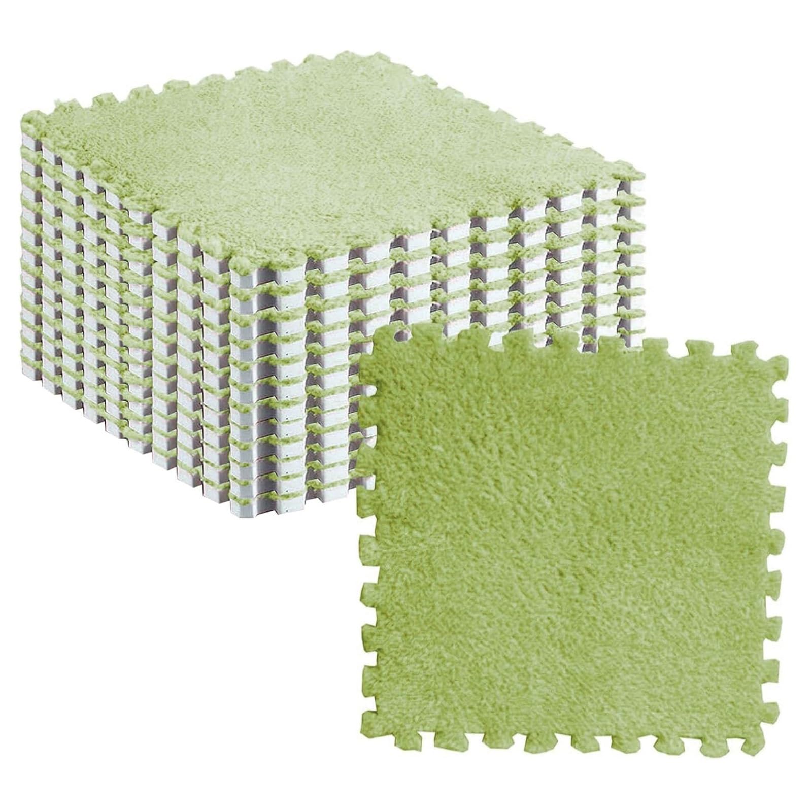 Carreaux de tapis de sol en mousse puzzle peluche, dalles découpables et antidérapantes